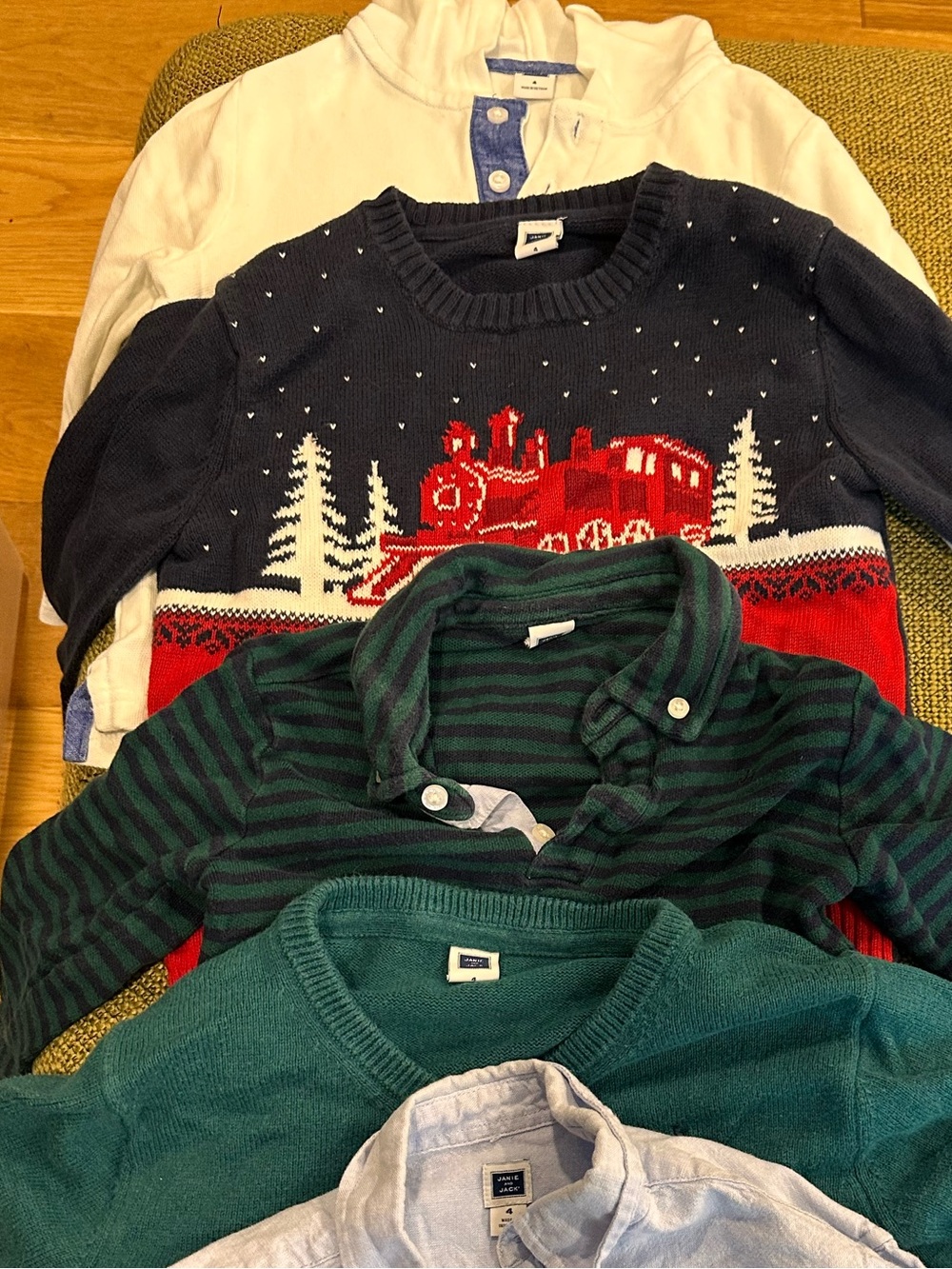 *7 Pcs Janie and Jack Bundle Boys Size 4 Tops Sweaters Jeans Shorts - Picture 2 of 9